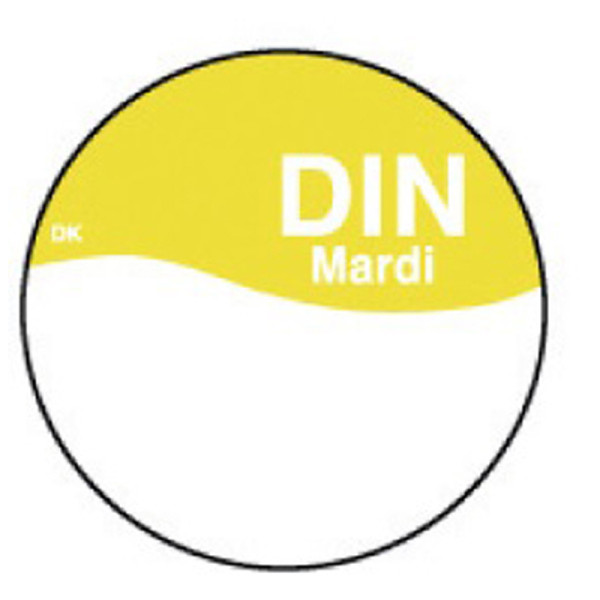 Perm. sticker m/schrijfvlak dinsdag 19 mm 1000/rol