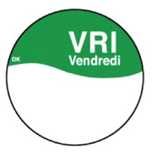 Perm. sticker m/schrijfvlak vrijdag 19 mm 1000/rol