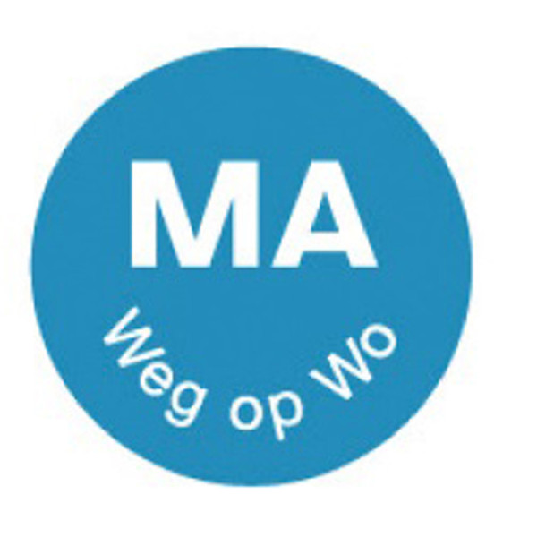 Perm. sticker 'ma weg op wo' 19 mm 1000/rol