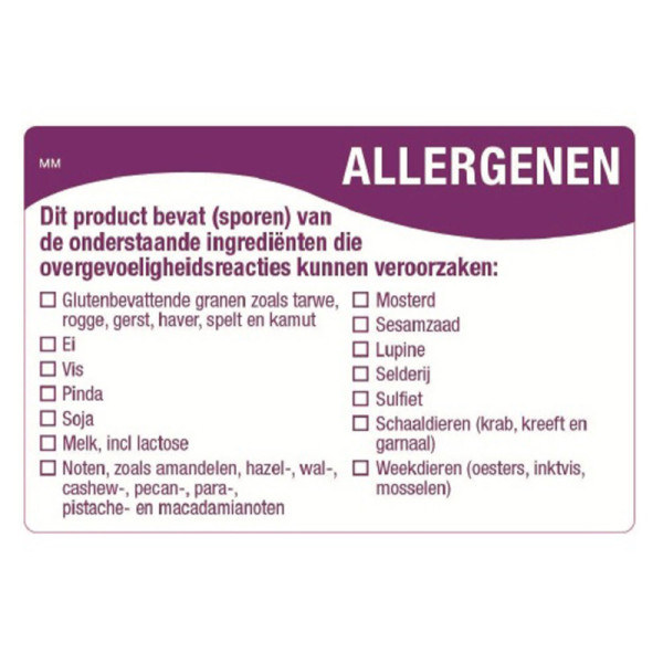 Multi allergenensticker makk. verwijderb. 500/rol