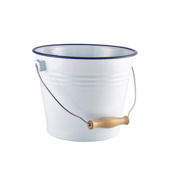 Emaille buffetemmer m/houten handvat 22 cm 5000ml