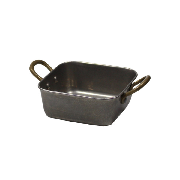 RVS vintage schaal vierkant 11,5 x 11,5 x 4,75 cm