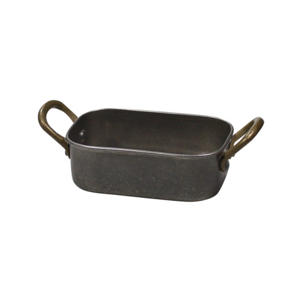 RVS vintage schaal rechthoekig 12,5 x 8,5 x 3,75 cm