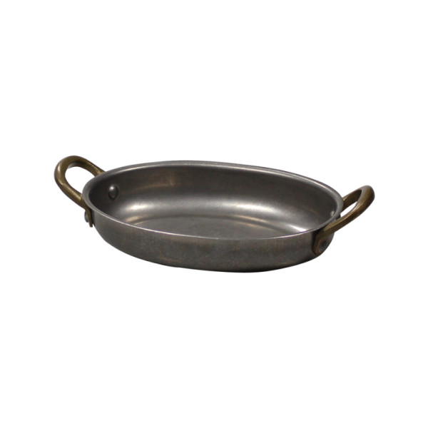 RVS vintage schaal ovaal 16,5 x 12,5 x 3 cm