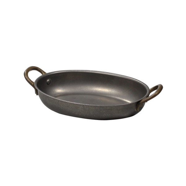 RVS vintage schaal ovaal 18,5 x 13,5 x 3,25 cm