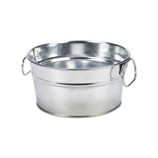 Gegalvaniseerd stalen serveerschaal rond 15 x 8 cm