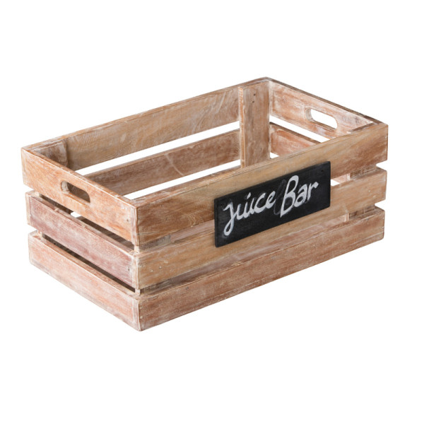 Krat met krijtbord mangohout 50 x 30 x 20 cm