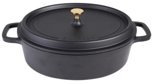 AluChef Cocotte ovaal - 350x290x100mm - Zwart/Goud
