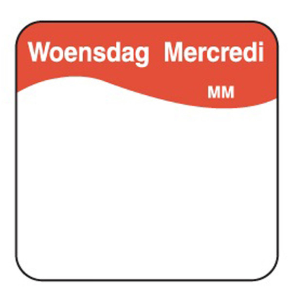 Vol. oplosbare sticker woensdag 25 mm 500/rol