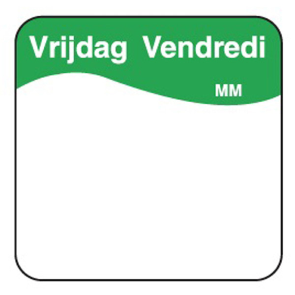 Vol. oplosbare sticker vrijdag 25 mm 500/rol