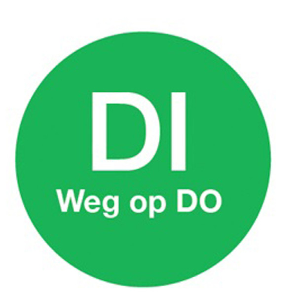 Afwasb. sticker 'di weg op do' 19 mm 500/rol