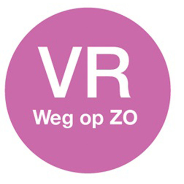 Afwasb. sticker 'vr weg op zo' 19 mm 500/rol