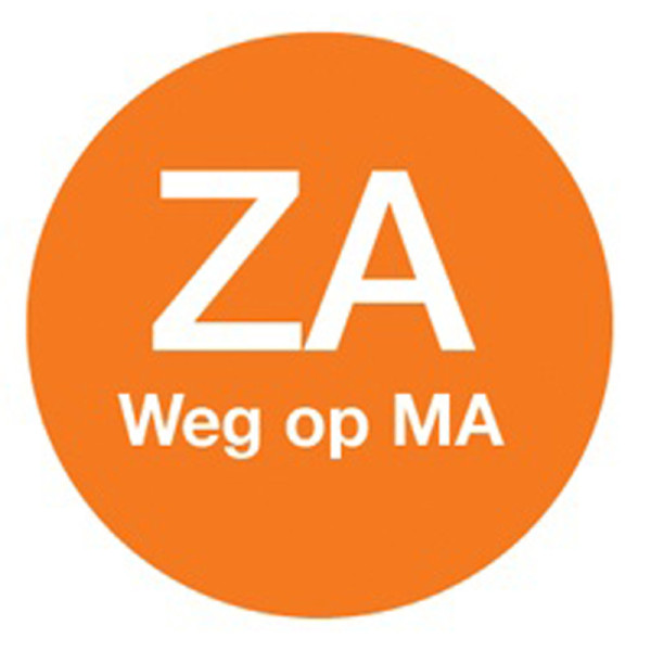 Afwasb. sticker 'za weg op ma' 19 mm 500/rol