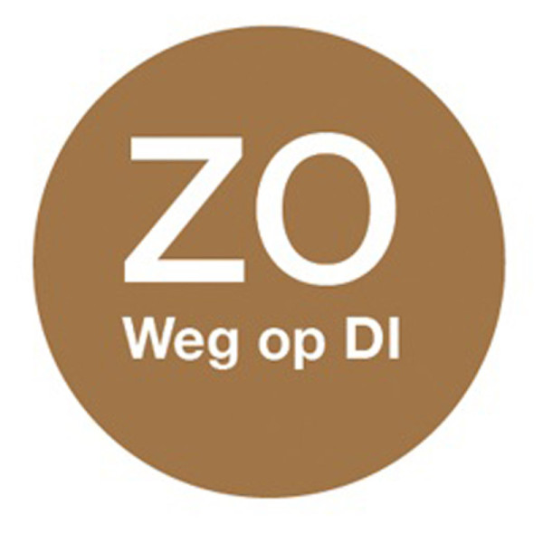 Afwasb. sticker 'zo weg op di' 19 mm 500/rol