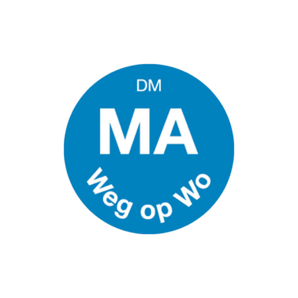 Vol. oplosbare sticker maandag weg op woensdag 19 mm 500/rol
