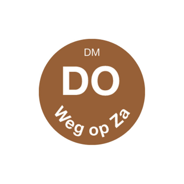 Vol. oplosbare sticker donderdag weg op zaterdag 19 mm 500/rol
