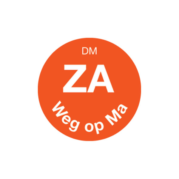 Vol. oplosbare sticker zaterdag weg op maandag 19 mm 500/rol