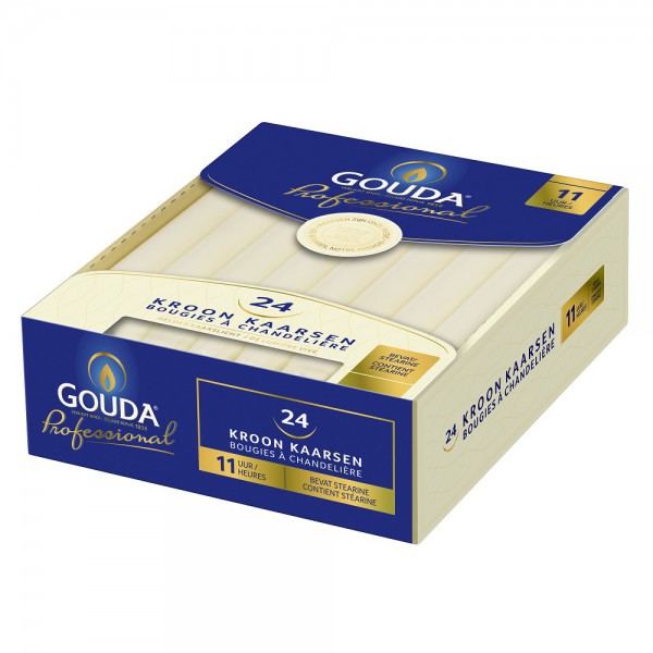 Gouda Kroonkaars Stearine Ivoor (24 stuks)