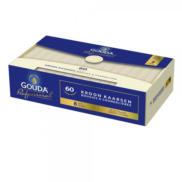 Gouda Kroonkaars Stearine Ivoor (60 stuks)