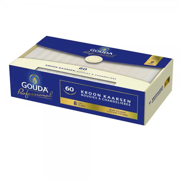 Gouda Kroonkaars Stearine Wit (60 stuks)