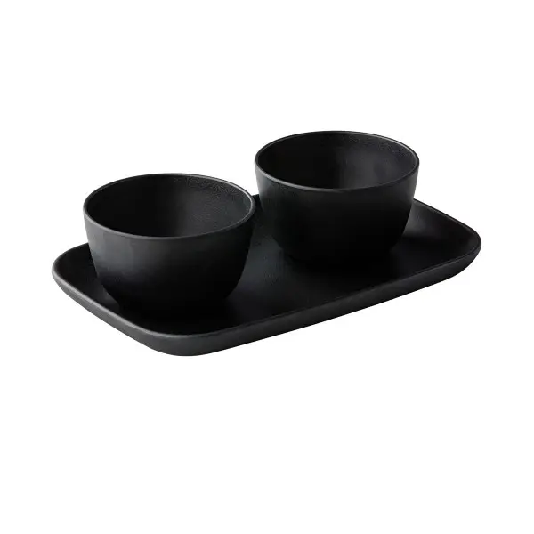 Zen Garnituur Bord 2 Uitsparingen Zwart  28 x 18 cm - Afbeelding 2