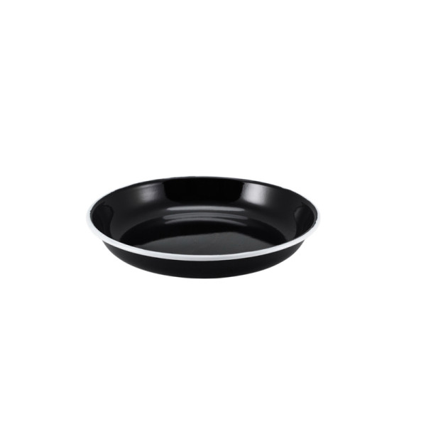 OP BESTELLING: Emaille pasta bord zwart met witte rand 20 cm