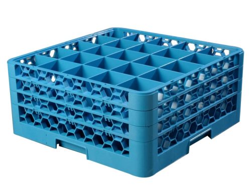 Vaatwaskorf 25-vaks met 3 opbouwranden 50.5 x 50.5 x 22 cm Blauw