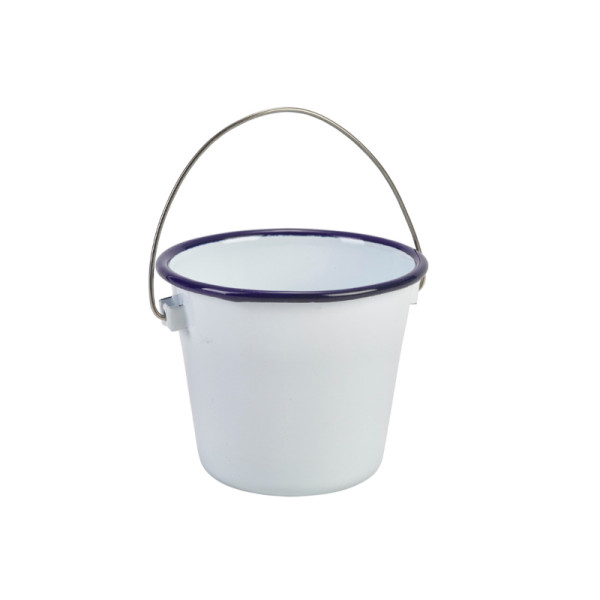 UITLOPEND: Emaille buffetemmer m/blauwe rand 10 cm 500ml