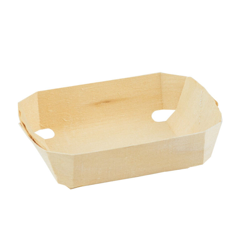 FSC® Houten Bakvorm <br /> Geweven 12 x 9.3 x 3.3 cm (200ml) <br /> (400 stuks)