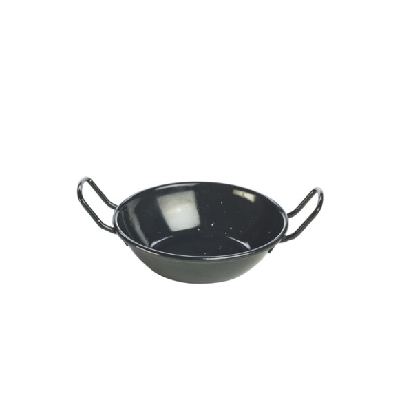 OP BESTELLING: Emaille wokpan zwart 14 cm 360ml