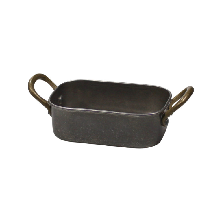 RVS vintage schaal rechthoekig 12,5 x 8,5 x 3,75 cm