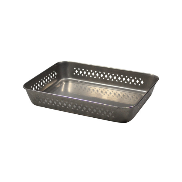 Vintage RVS rechthoekige schaal 28,75 x 21,7 x 4,8 cm