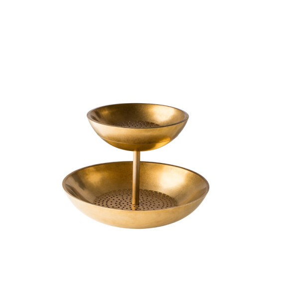 Etagère fruit de mer 2-lagen goud 40/27 x 33 cm