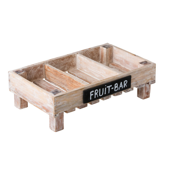3-vaks krat met krijtbord mangohout 50 x 30 x 15 cm