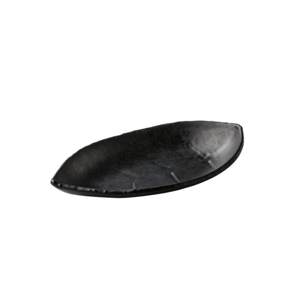 Bladvormige schotel  zwart 22 x 13 cm