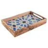 Pure Olive Wood <br /> Dienblad Met Mozaïek Blauw 22 x 32 cm