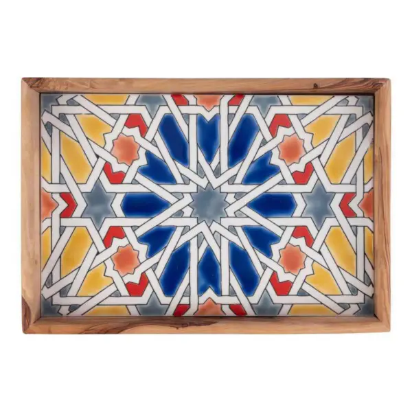 Pure Olive Wood <br /> Dienblad Met Mozaïek Geel 22 x 32 cm - Afbeelding 2