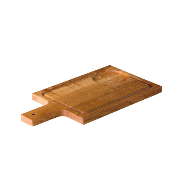 plank voor soepkom met handvat acaciahout 35 x 18 cm