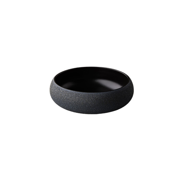 Vulcanic bord gebogen diep zwart M 19,5 x 6,7 cm