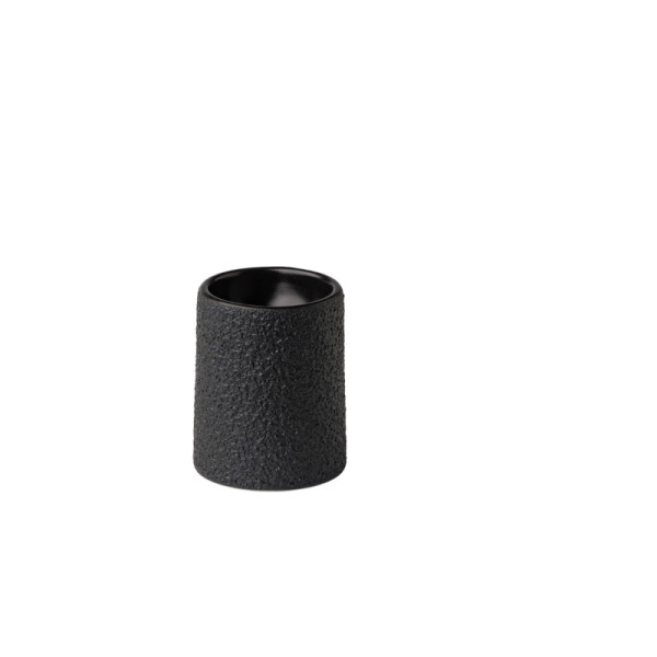 Vulcanic toren bordje rond zwart 8 x 10 cm