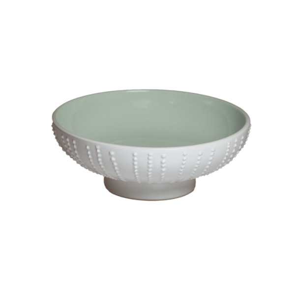 Urchin kom op voet celadon groen/wit 18,5 x 6,5 cm 800ml