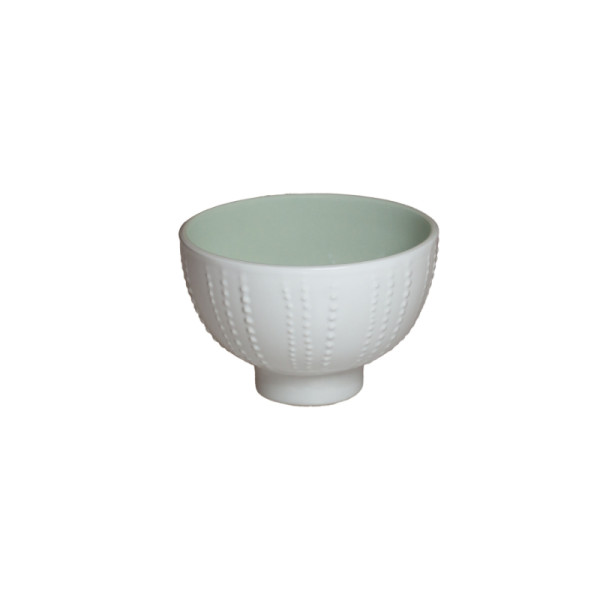 Urchin kom op voet celadon groen/wit 12 x 7,7 cm 400ml