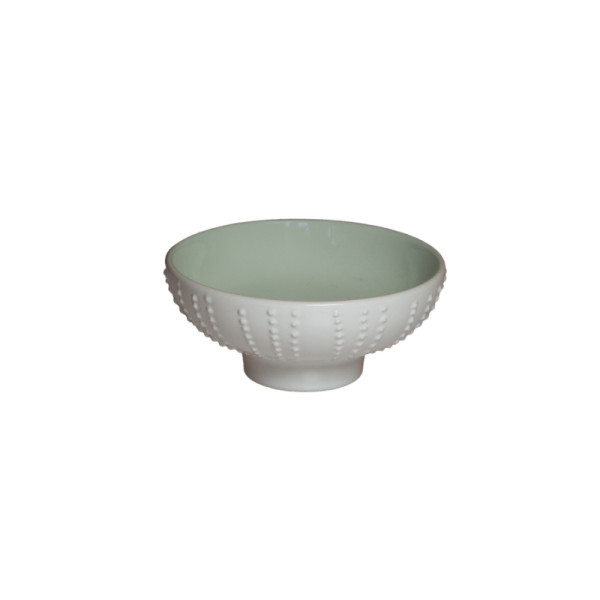 Urchin kom op voet celadon groen/wit 12 x 5,2 cm 200ml