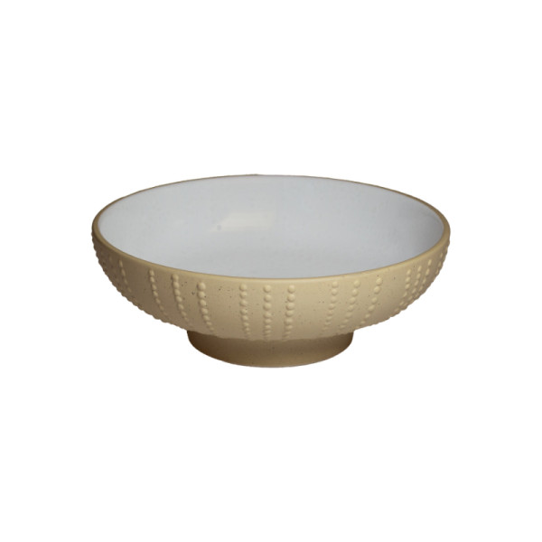 Urchin kom op voet parelwit/stone brown 18,5 x 6,5 cm 800ml