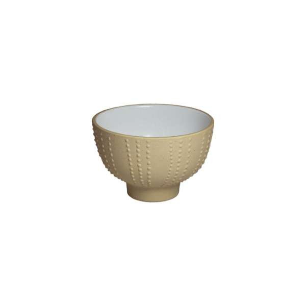 Urchin kom op voet parelwit/stone brown 12 x 7,7 cm 400ml