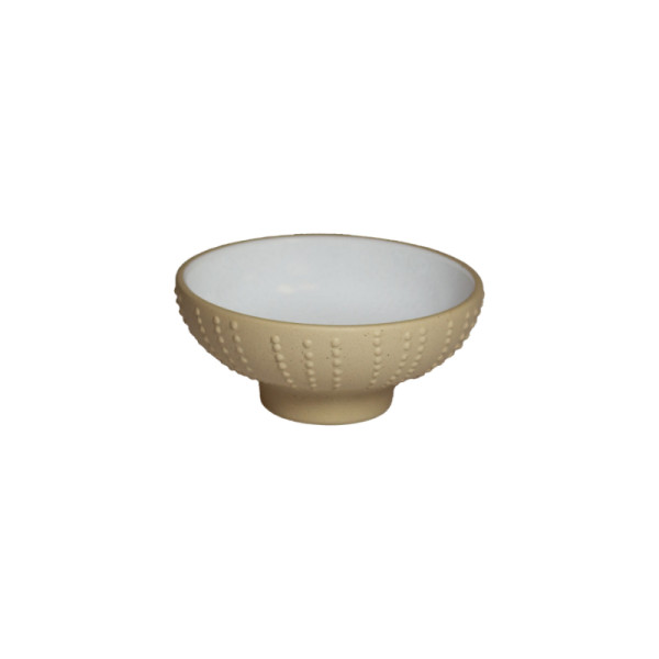 Urchin kom op voet parelwit/stone brown 12 x 5,2 cm 200ml