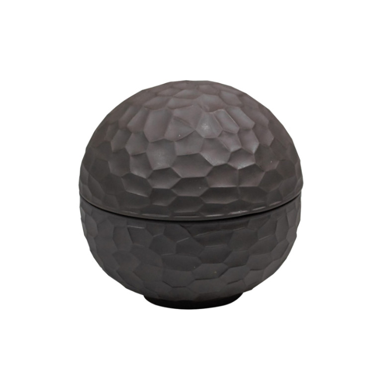 Crystal kom rond met deksel zwart 12 cm
