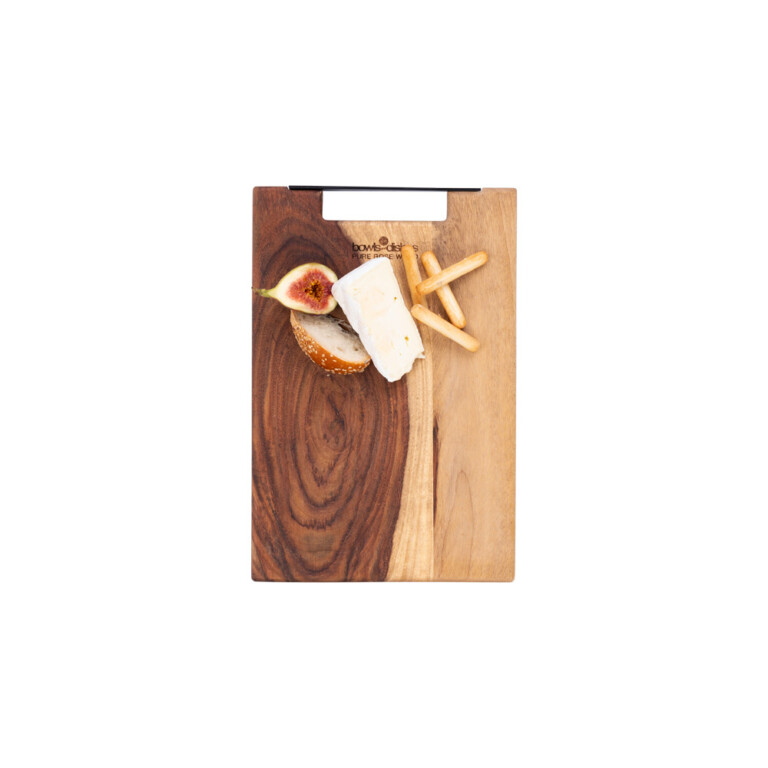 Pure Rose Wood Serveerplank Met Metalen Handgreep <br /> 30 x 20 x 2 cm