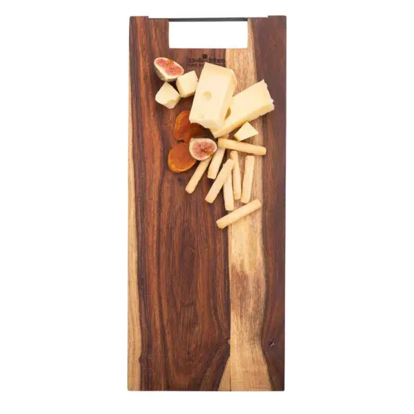 Pure Rose Wood Serveerplank Met Metalen Handgreep <br /> 39 x 20 x 2 cm