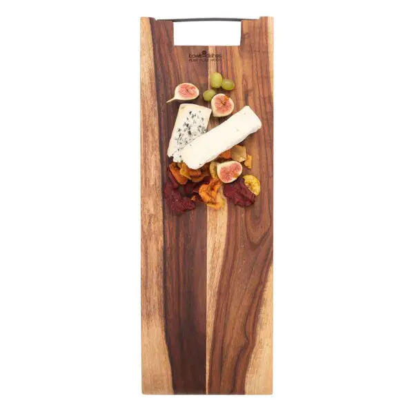 Pure Rose Wood Serveerplank Met Metalen Handgreep <br /> 59 x 20 x 2 cm